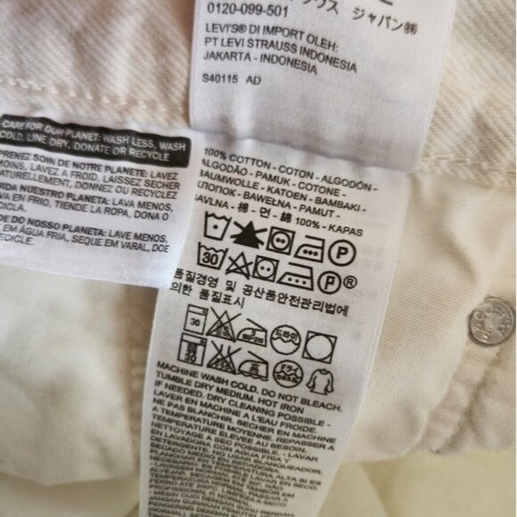 Levis 501 Button Fly Jeans Off White Ripped Straight Leg 100% Cotton No Stretch - Picture 13 of 14